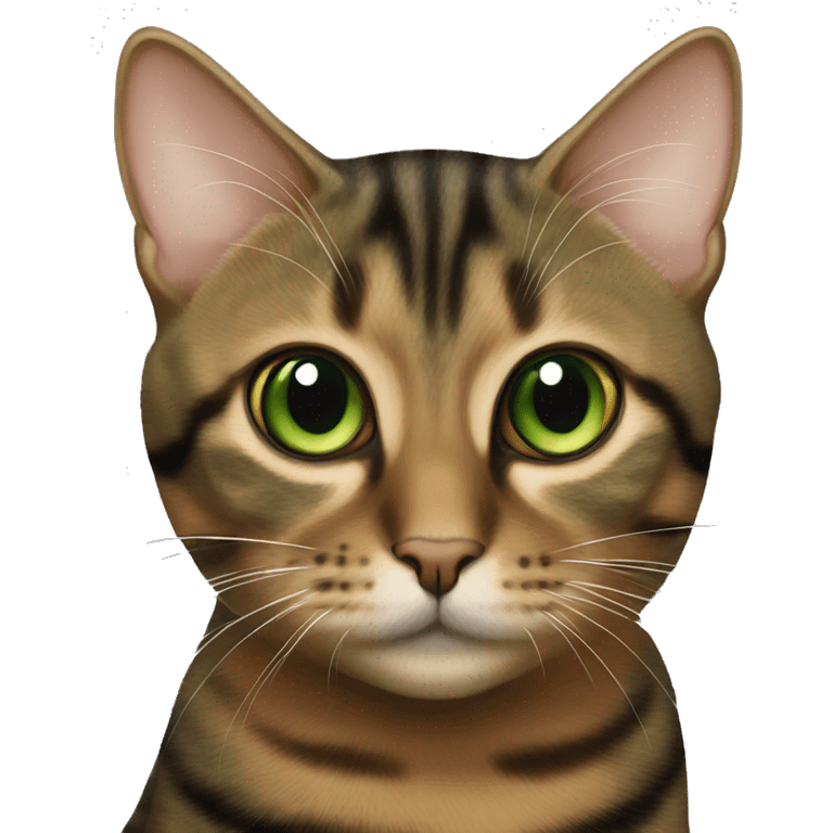 green eyed torbie cat brown with black stripes emoji