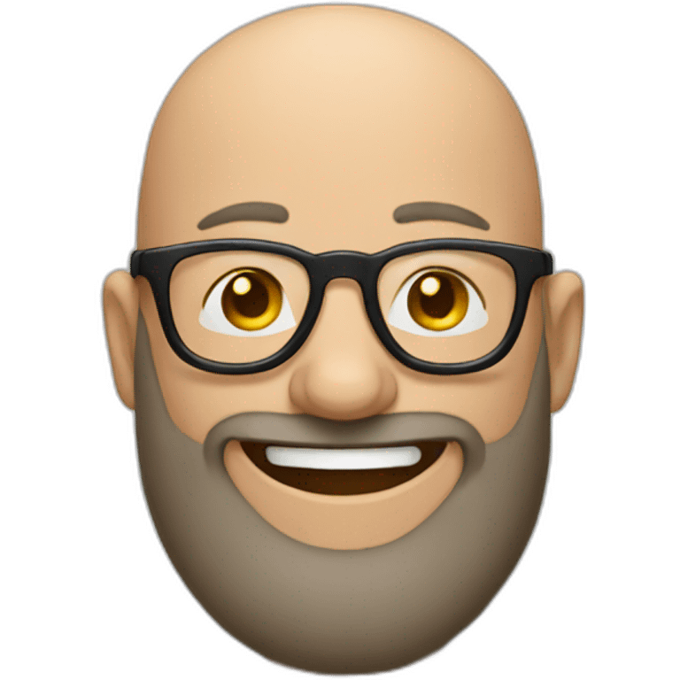 laughing bald man with long beard with glasses emoji