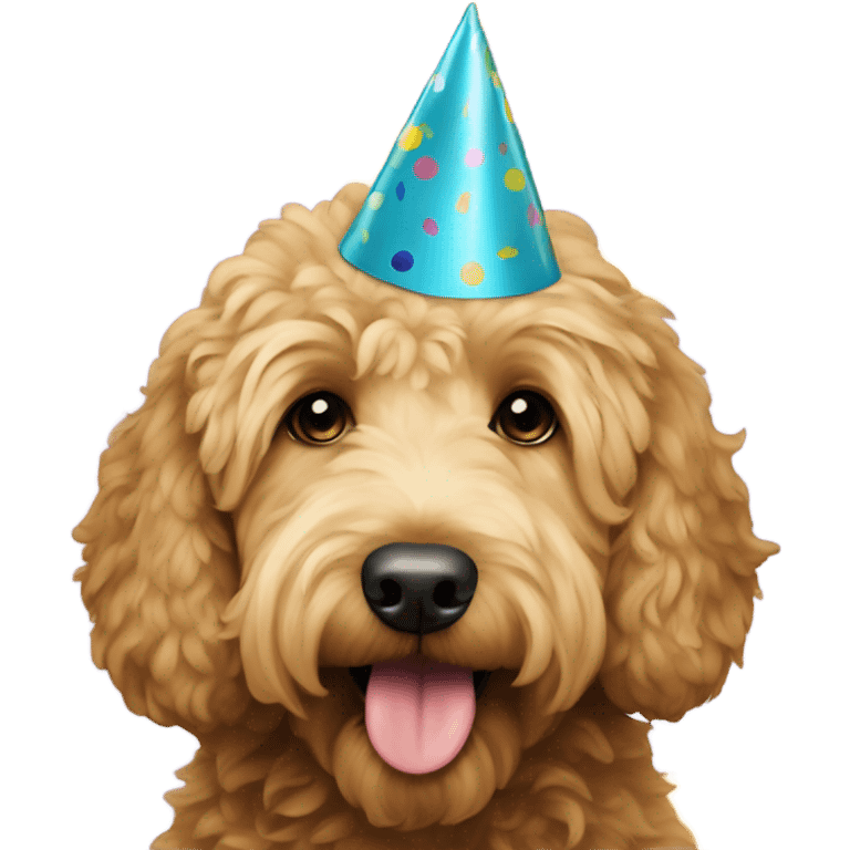 Goldendoodle with a party hat  emoji