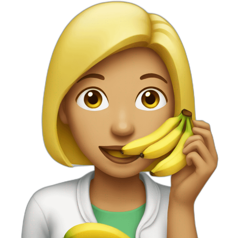 women eating banana emoji