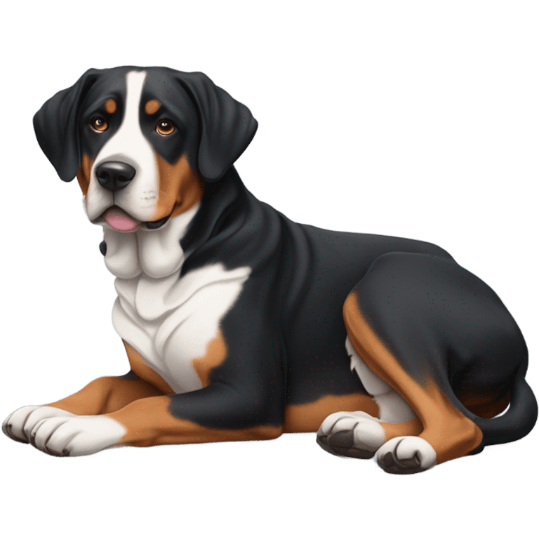 Swiss mountain dog laying on side emoji