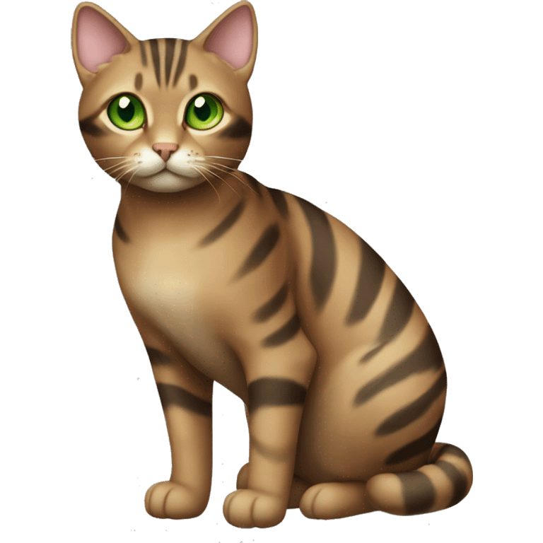 Full body striped brown cat with green eyes emoji