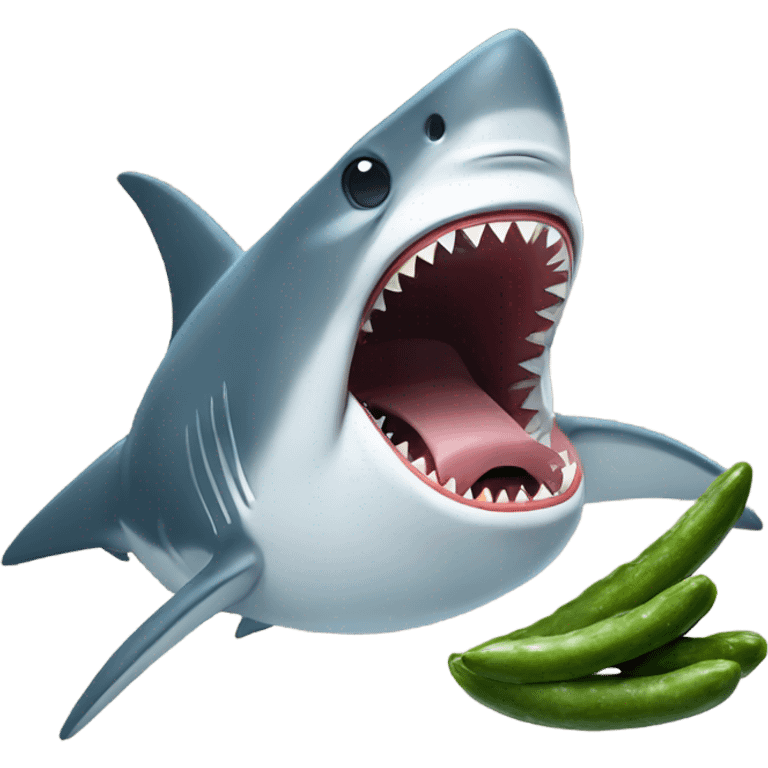 Shark eating a pickle emoji