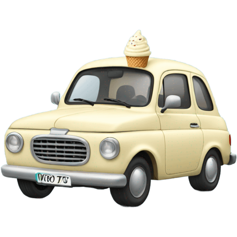 Car eating ice cream emoji