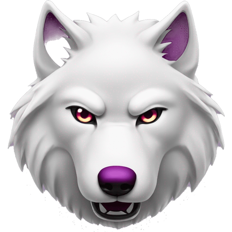 angry white wolf with dark magenta eyes emoji