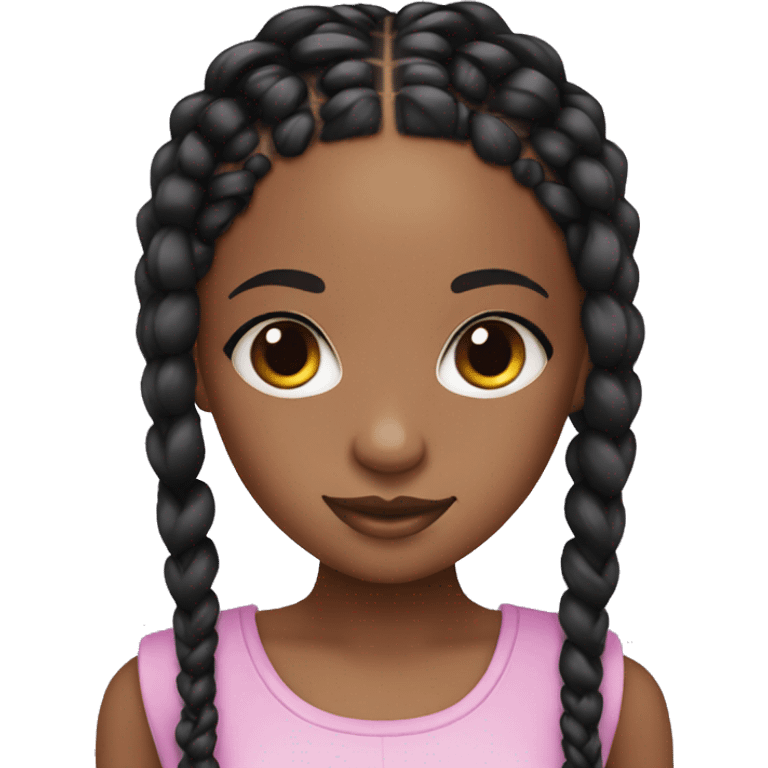 cute brown skin girl with black box braids emoji