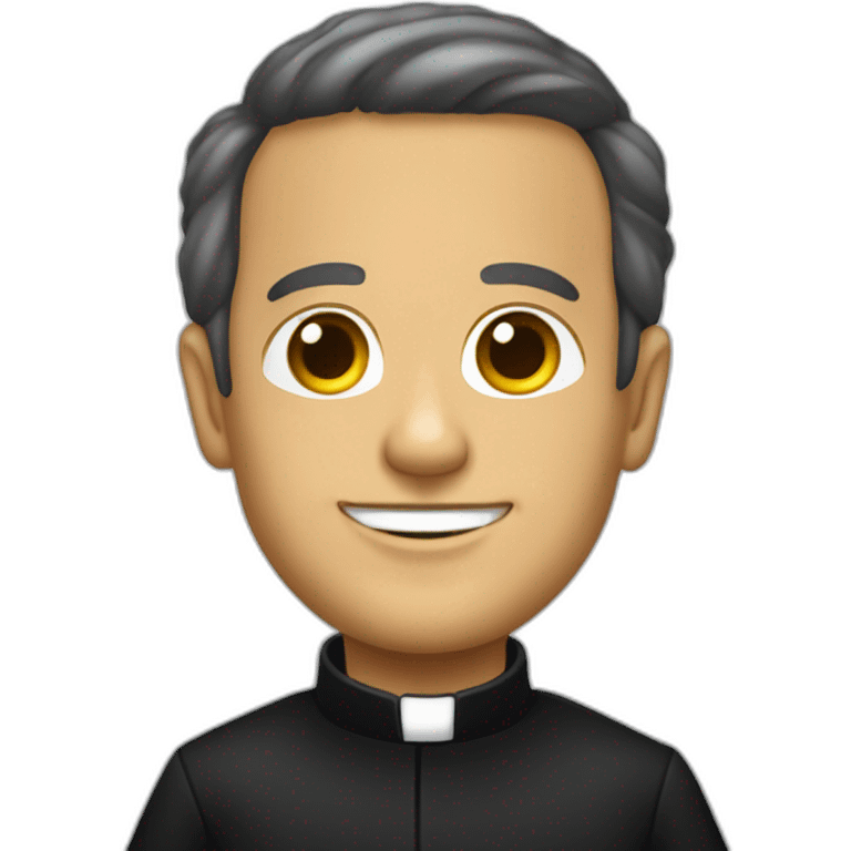 Don Bosco in a black priest suit using a biretta emoji