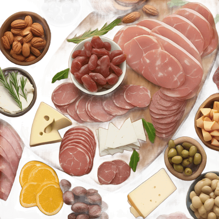 Charcuterie board on a wooden platter  emoji