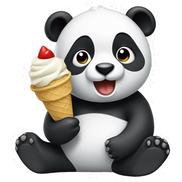 Panda eating ice cream emoji