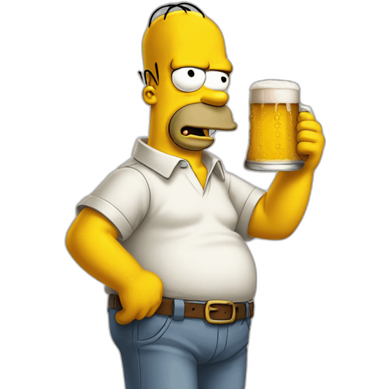 Homer simpson with beer with normal eyes emoji