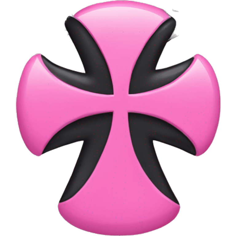 Pink cross with a silver chain wrapped around it with black bows emoji