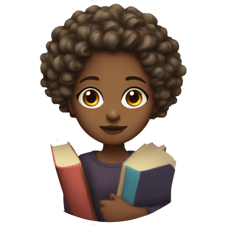 Girl with curls and Books emoji