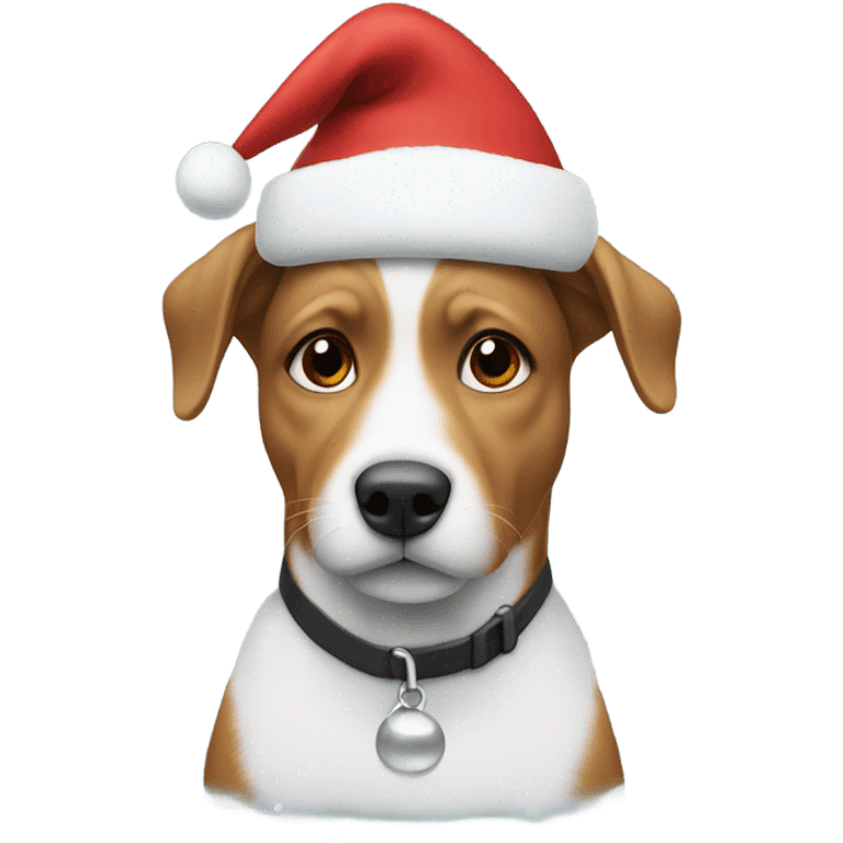 Dog in Santa hat snow emoji