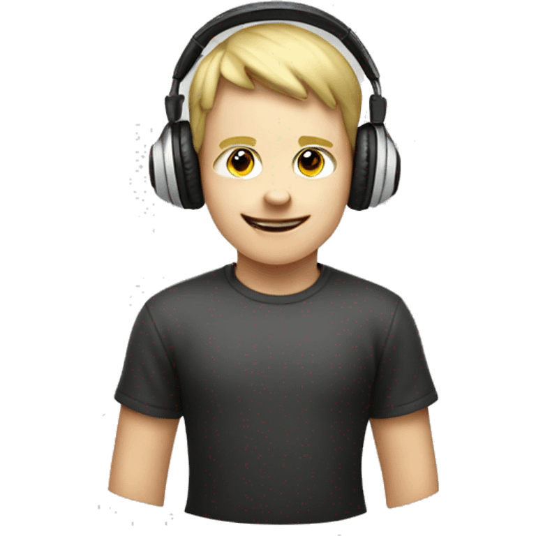 white kid wearing gamer headphones celebration  emoji