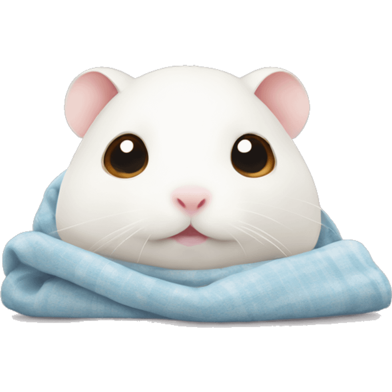  white hamster cozy in blanket emoji