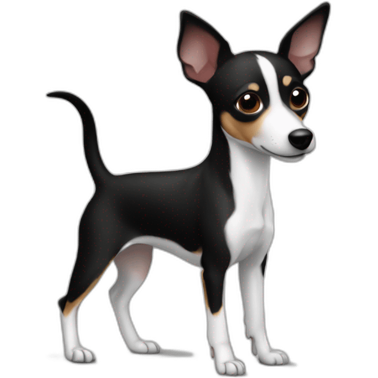 rat terrier colored black and white, no brown, standing emoji