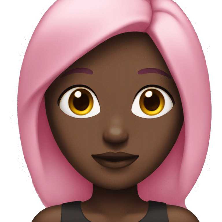 Girl with pink and black hair and dark skin emoji