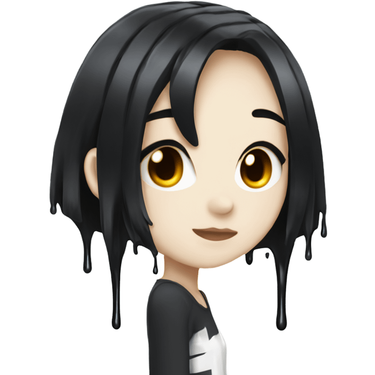 white paint dripping over an anime girl with black hair emoji