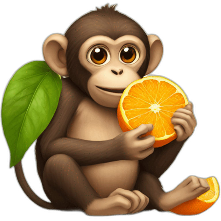 Monkey eating orange emoji