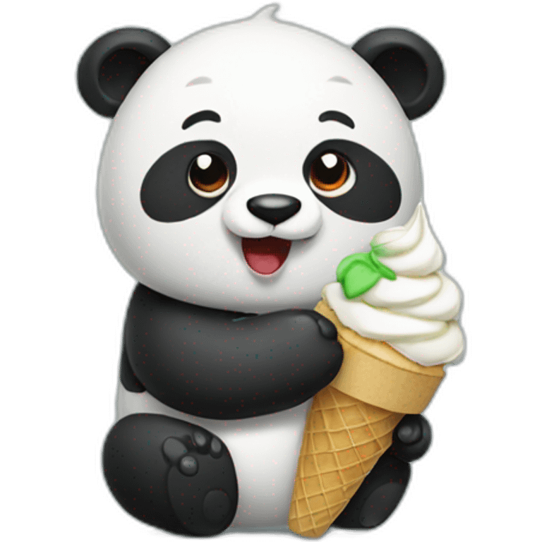 Panda eating ice cream emoji