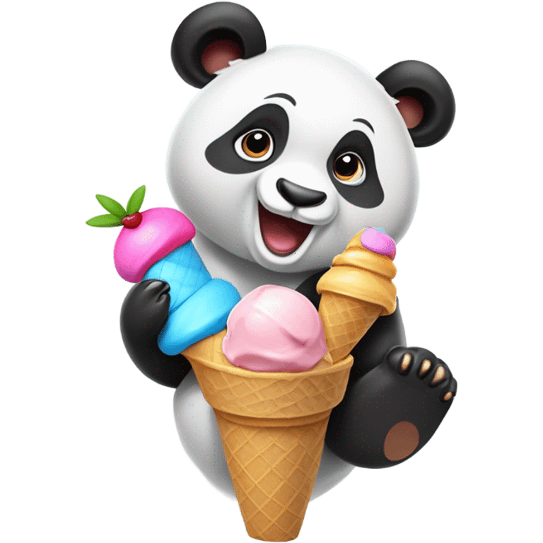 Panda eating ice cream emoji