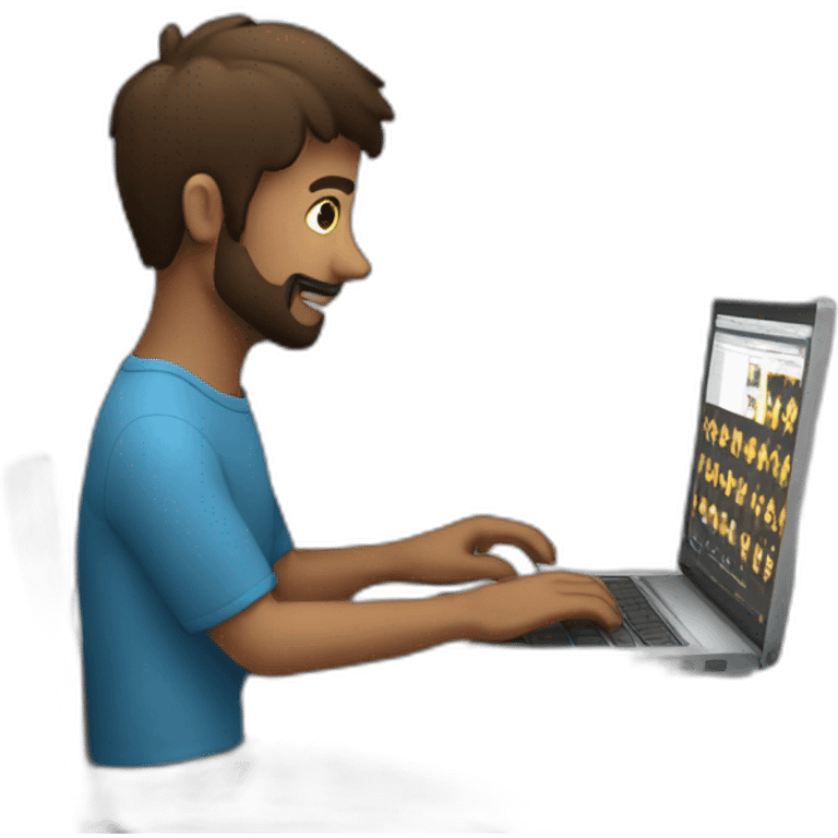 A man Video editor work on laptop emoji