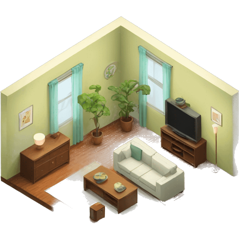 apartment living room interior isometric emoji