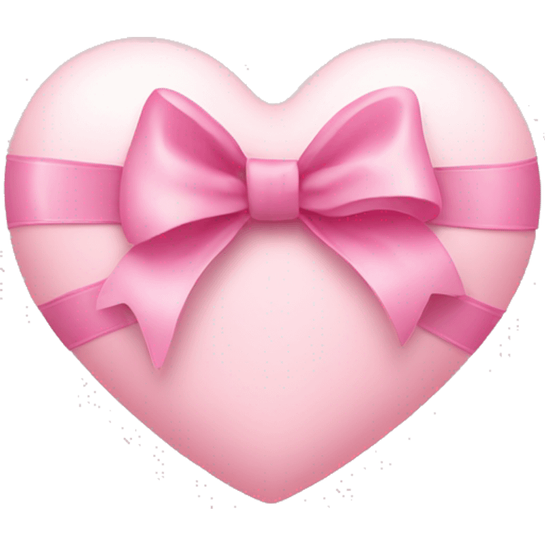 Pale pink heart with pink ribbon bow emoji