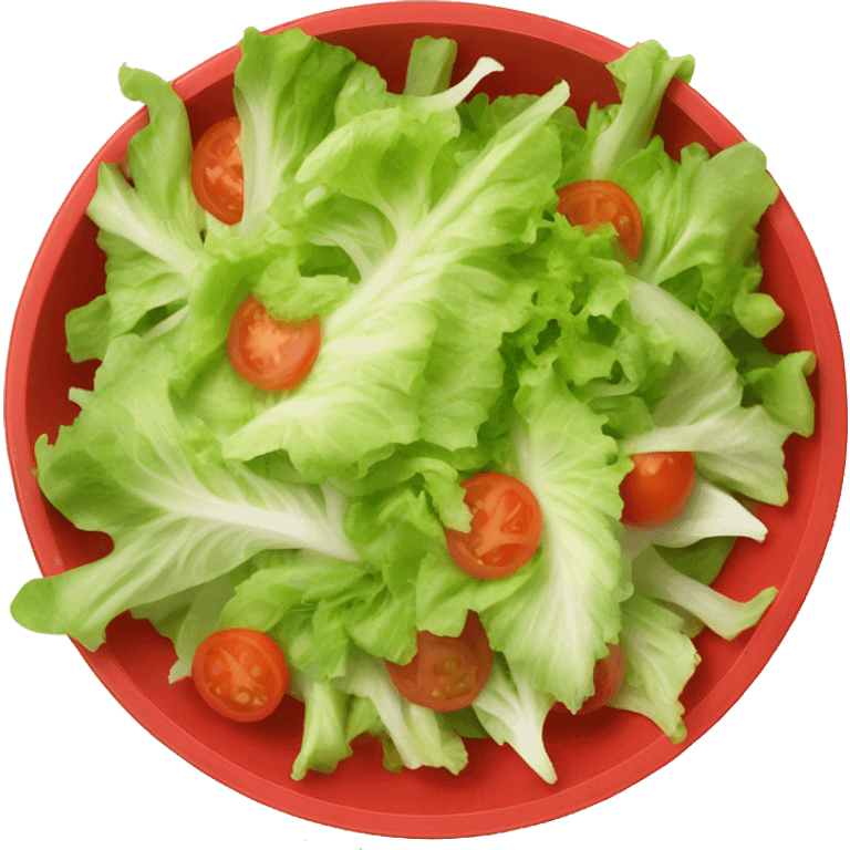 salad with a lot of lettuce and tomatoes in a red bowl emoji