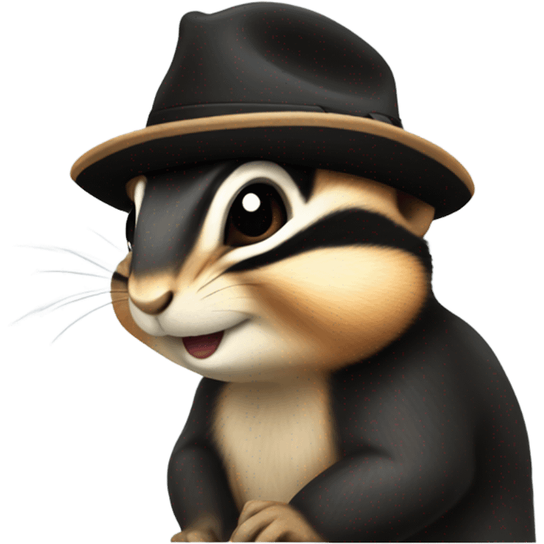 Chipmunk with a black hat emoji