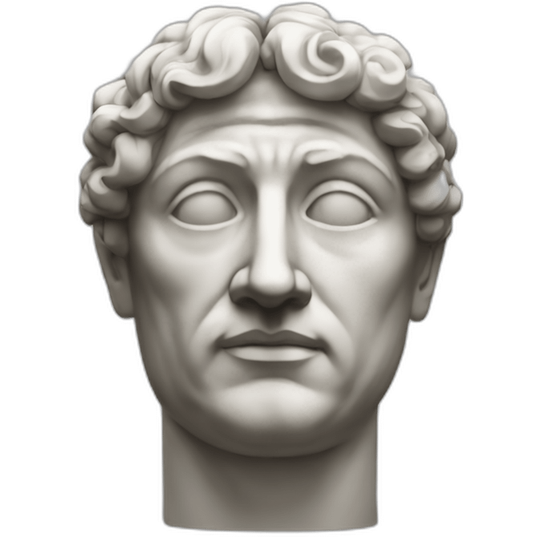 Stoic statue man with centre head emoji