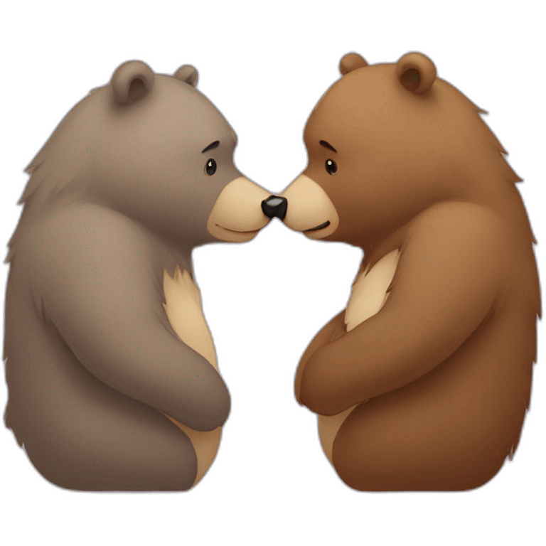 Female bear and male bear kissing, face only, with hearts above them emoji