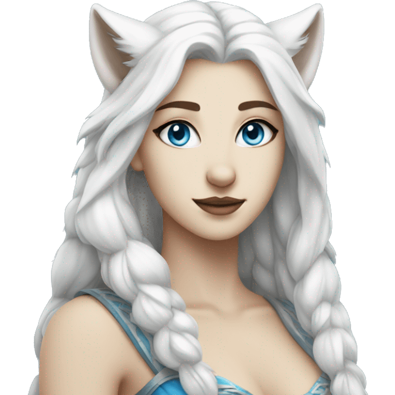 female white wolf blue eyes goddess emoji