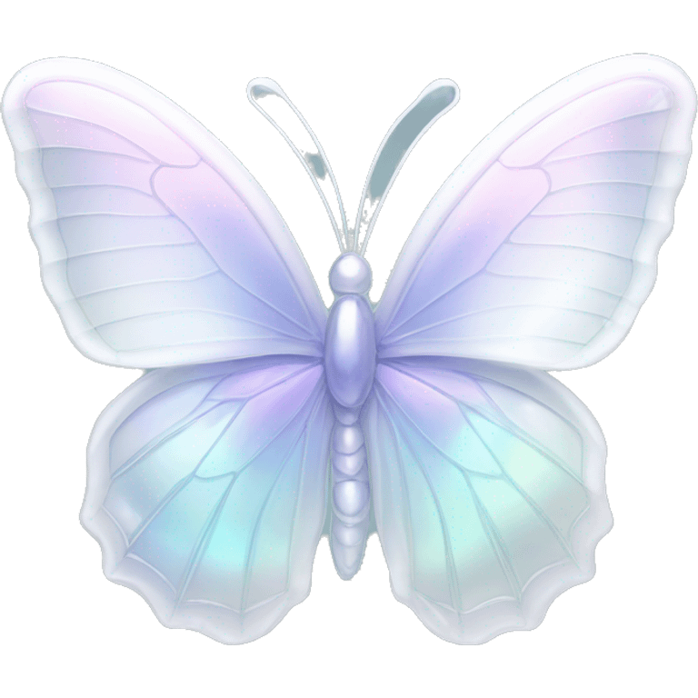 Pastel white iridescent glass crystal butterfly emoji