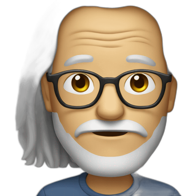 old man with glasses and long hair without mustache emoji