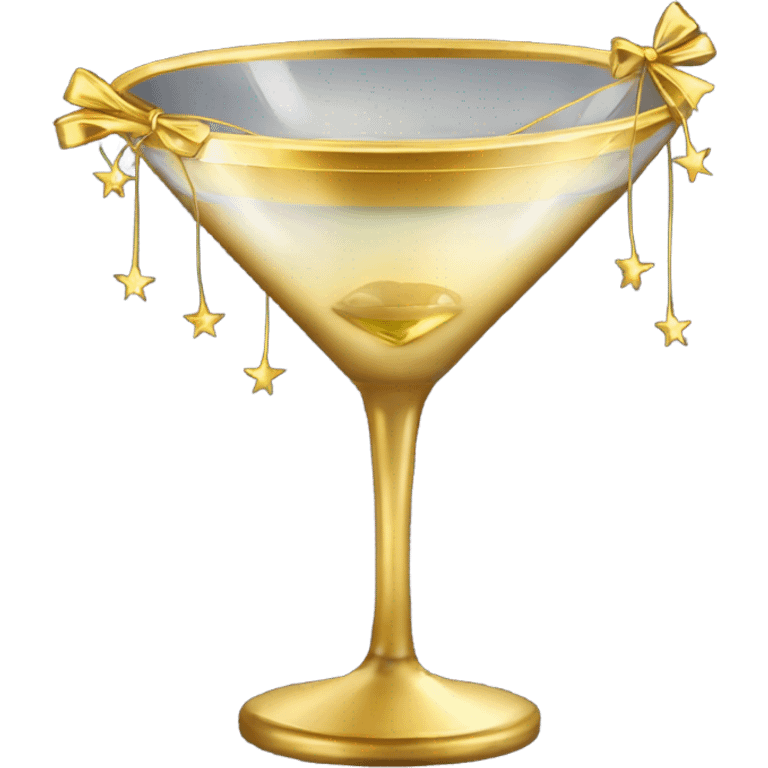 gold rimmed martini glass with tiny gold bows emoji