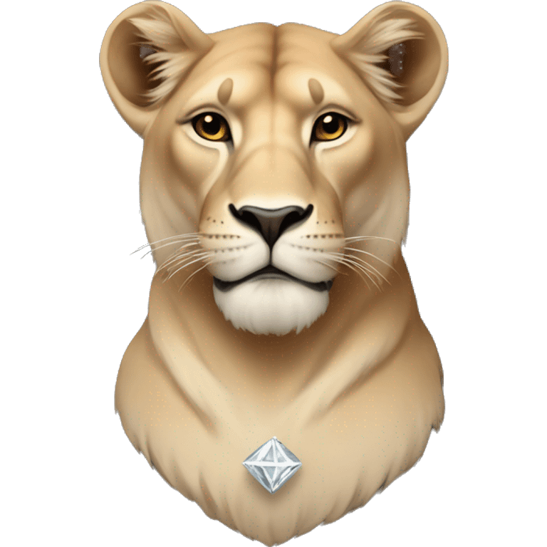 Lioness with diamonds and peonies emoji