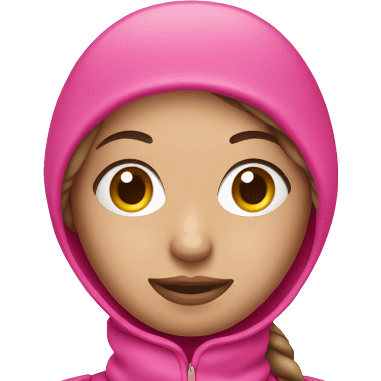 Pink girl wearing pink ski mask emoji