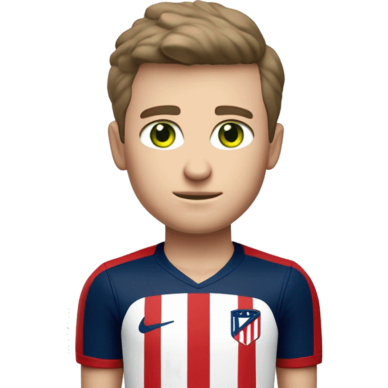 White man with green eyes and brown hair Altético de madrid shirt and black shorts white white Nikes emoji