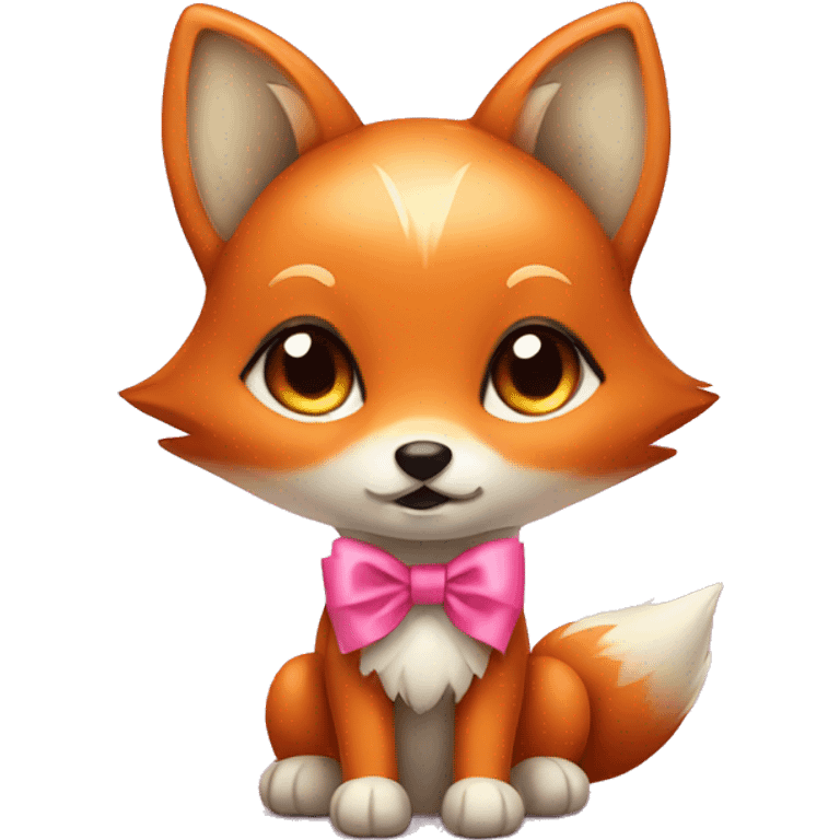 Cute fox with a pink bow emoji