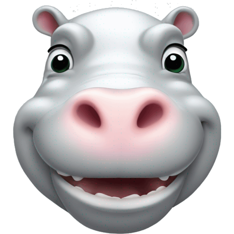 white happy hippopotamus head emoji