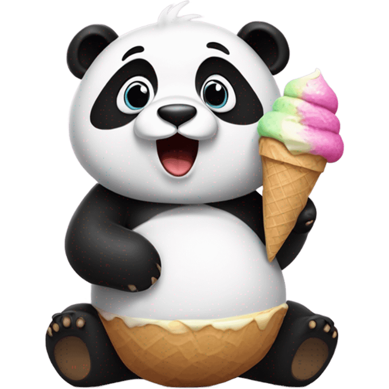 Panda eating ice cream emoji