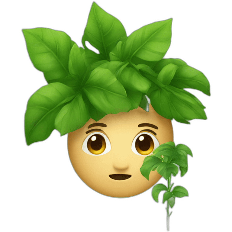 someone hiding behind a plant emoji