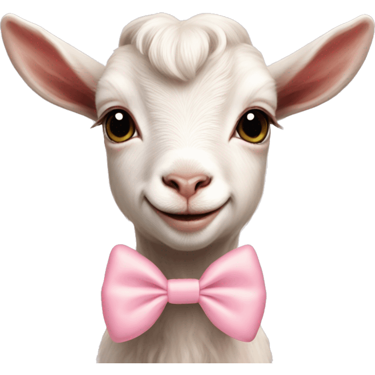 pastel pink baby goat with bow realistic emoji