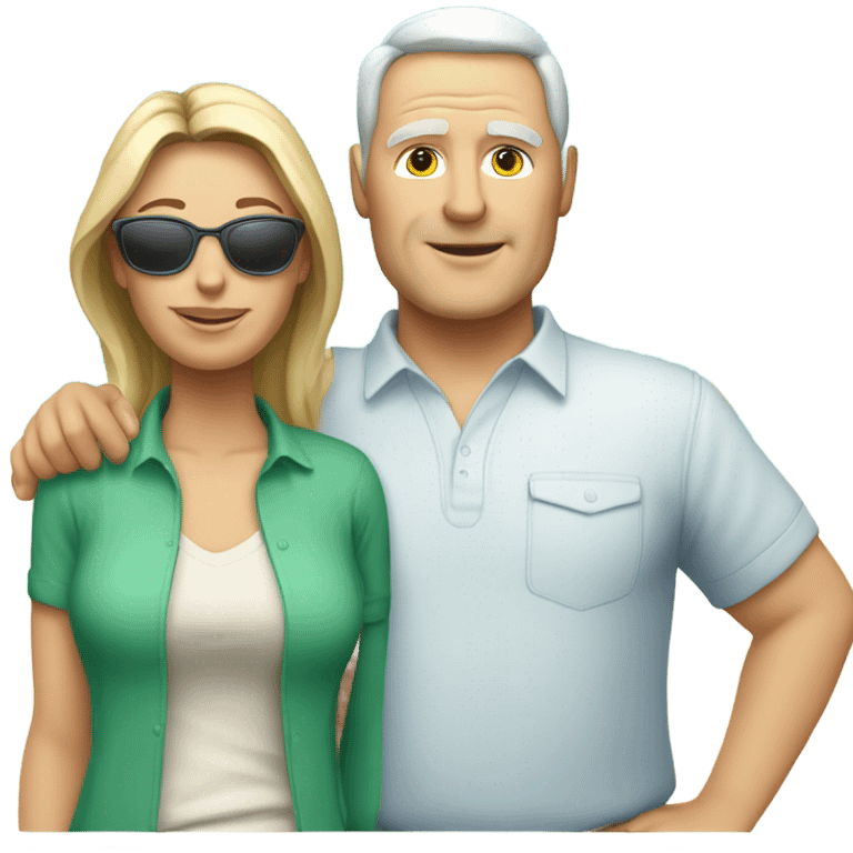 White heavyset middle-aged couple on the beach emoji