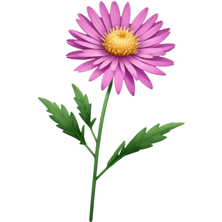 single pink Aster flower, stem emoji