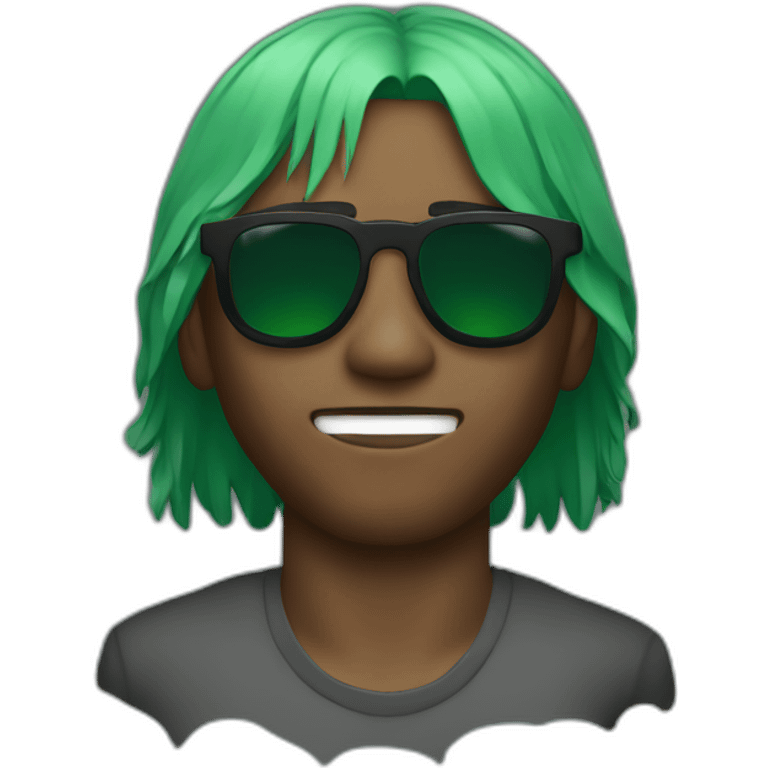 Frank ocean with green hair and left hand covering his eyes emoji