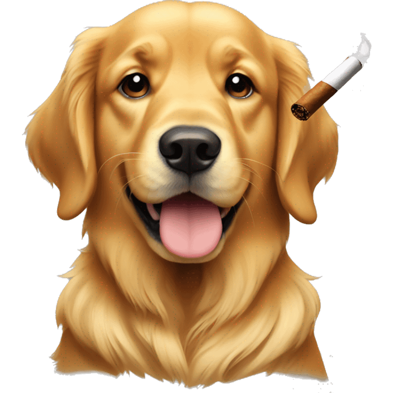 A Golden retriever smoking a cigar emoji