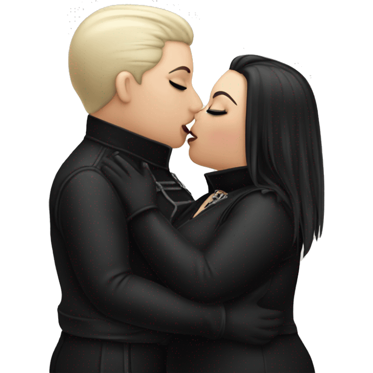 plus size women kissing, goth emoji