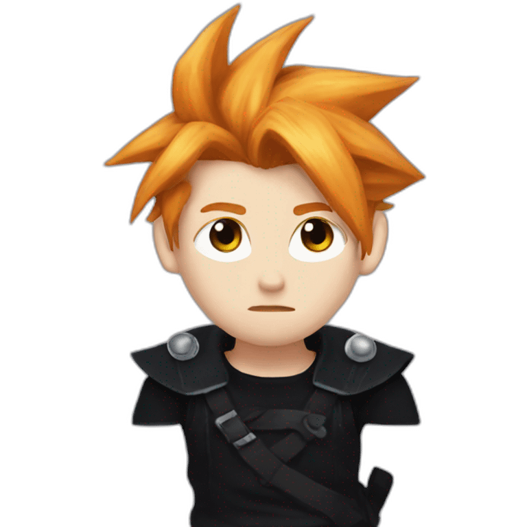 Ginger cloud strife with evil eye. Black clothes emoji